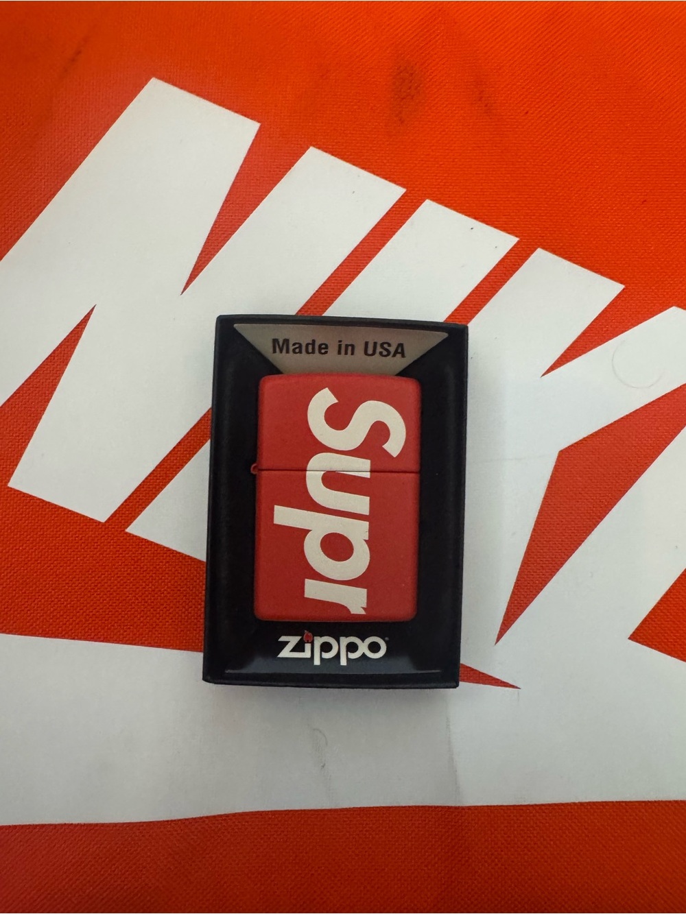 Supreme Red Zippo Lighter Insert in Black Case